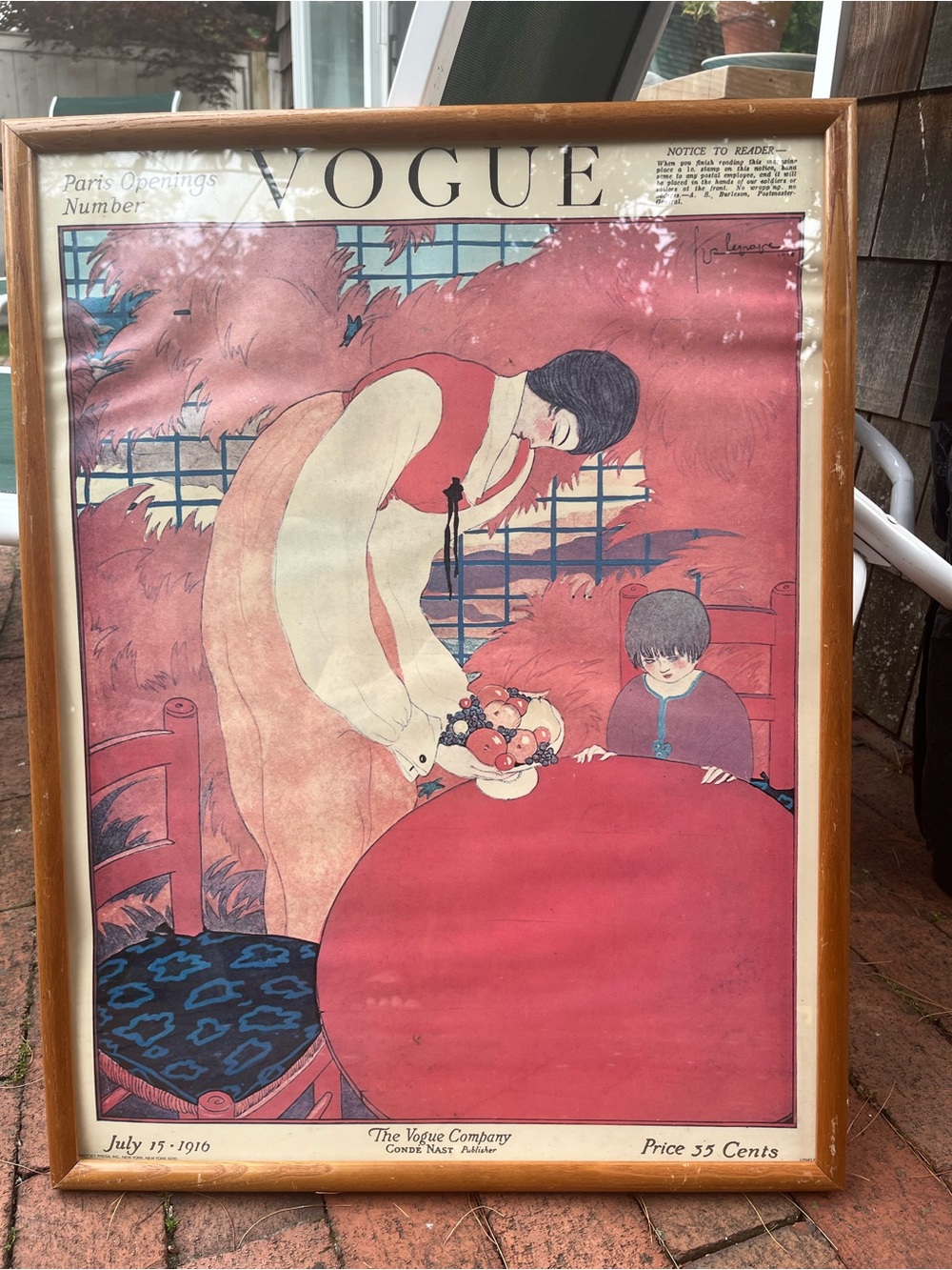 Vintage Vogue Cover Art Print - Pink and Red poster